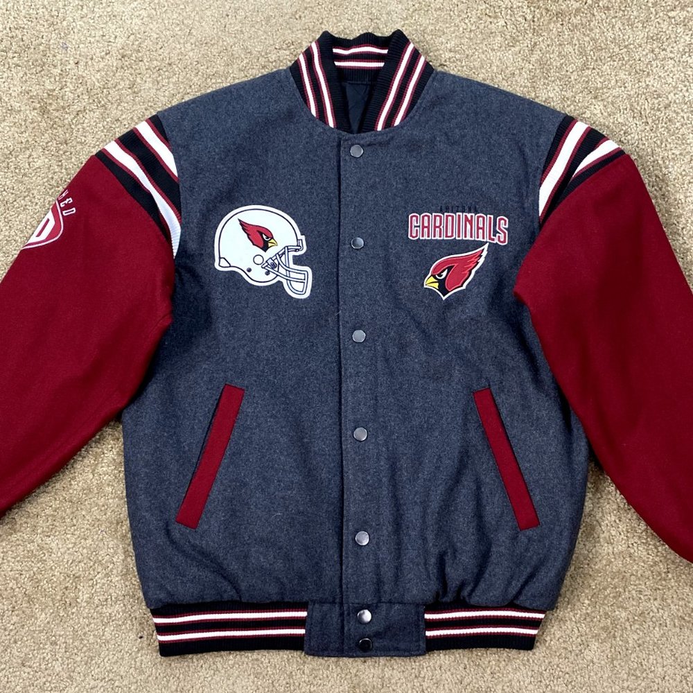 ARIZONA CARDINALS NFL REVERSIBLE THROWBACK WOOL/POLY JACKET MEDIUM